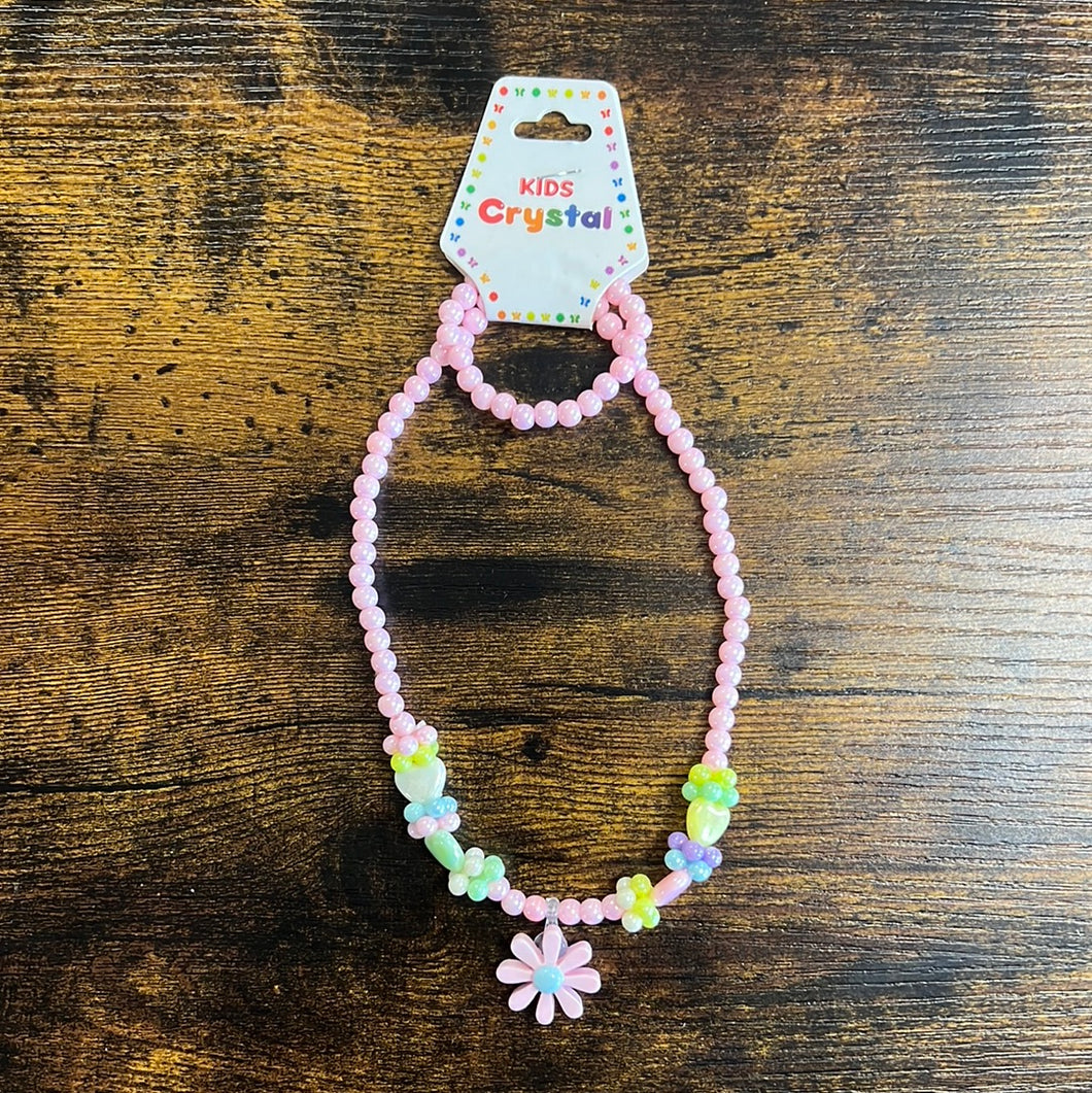 Pink kids crystal necklace