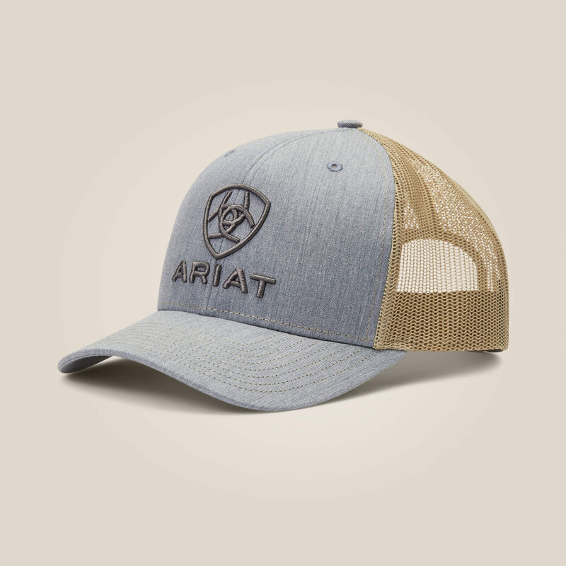 Ariat Men's Grey/Tan Stacked Logo Hat
