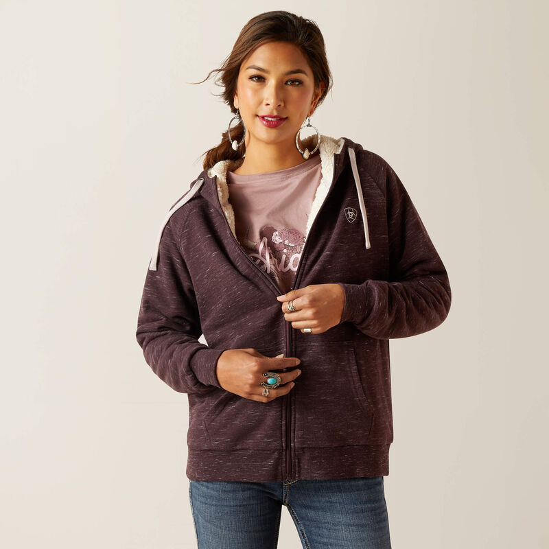 Ariat Women's REAL Sherpa Clove Brown Full Zip Jacket