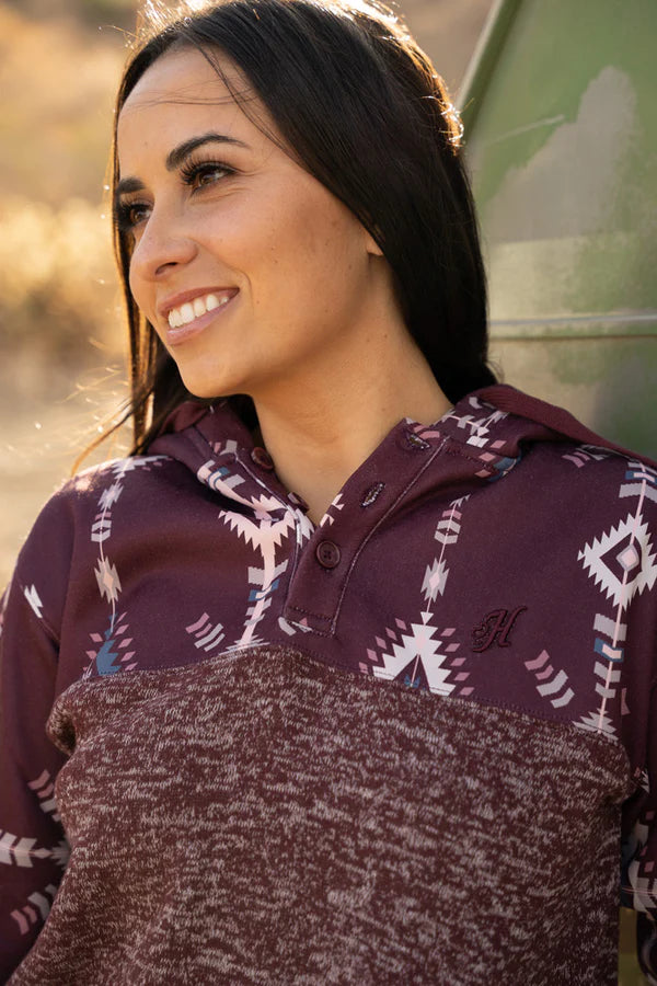 Hooey Women's Charcoal/Maroon Aztec Pullover