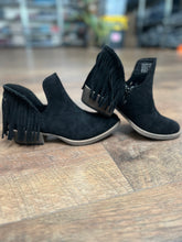 Load image into Gallery viewer, Trio Black Fringe Bootie
