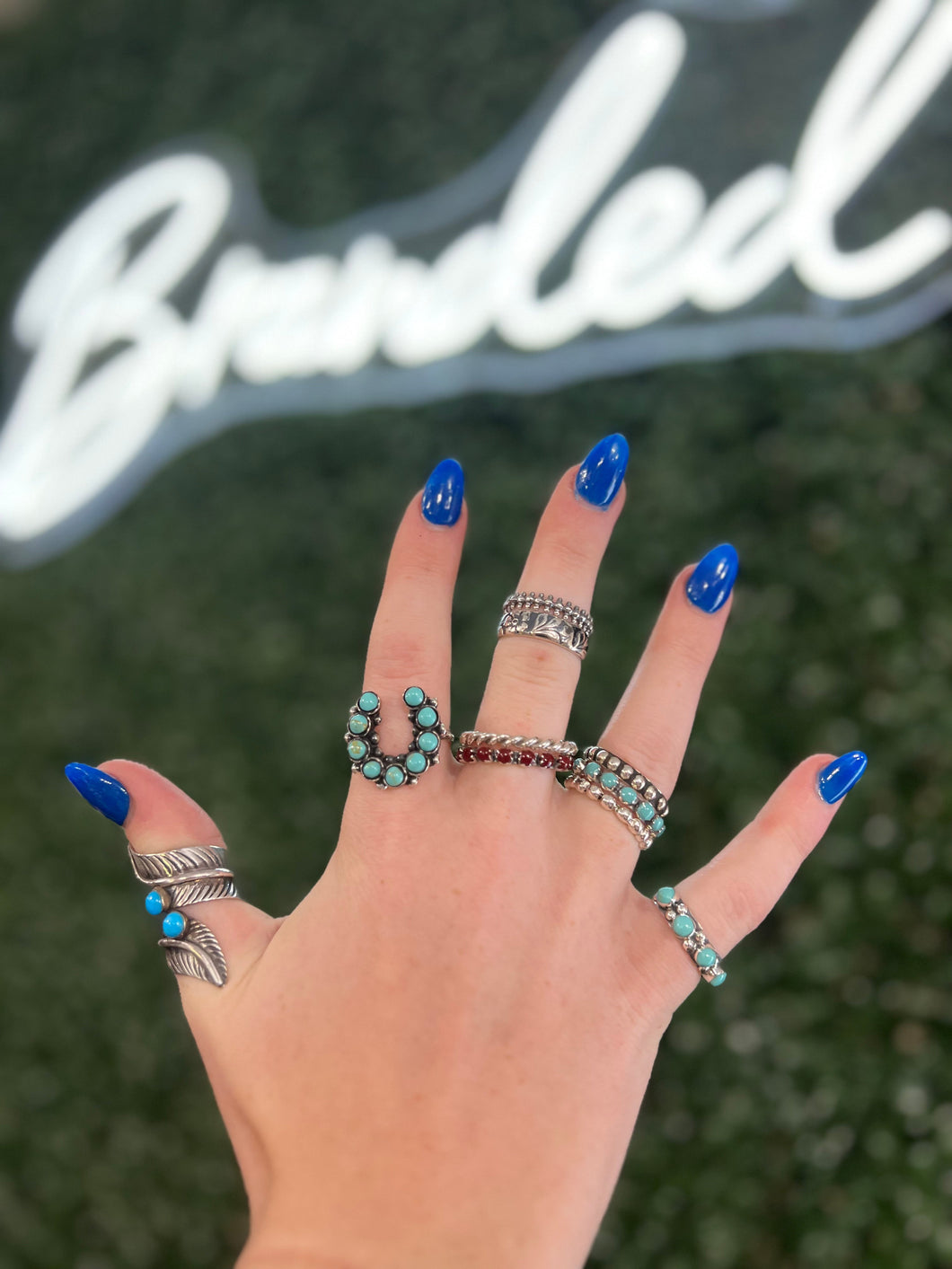 AUTHENTIC- SS Triple Turquoise Ring