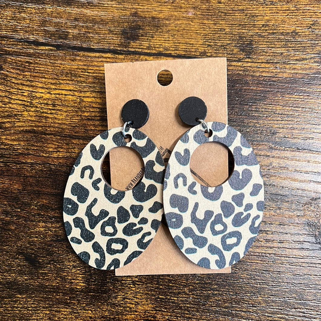 Black Oval cheetah earrings