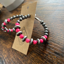 Load image into Gallery viewer, Hot Pink Navajo Hoops
