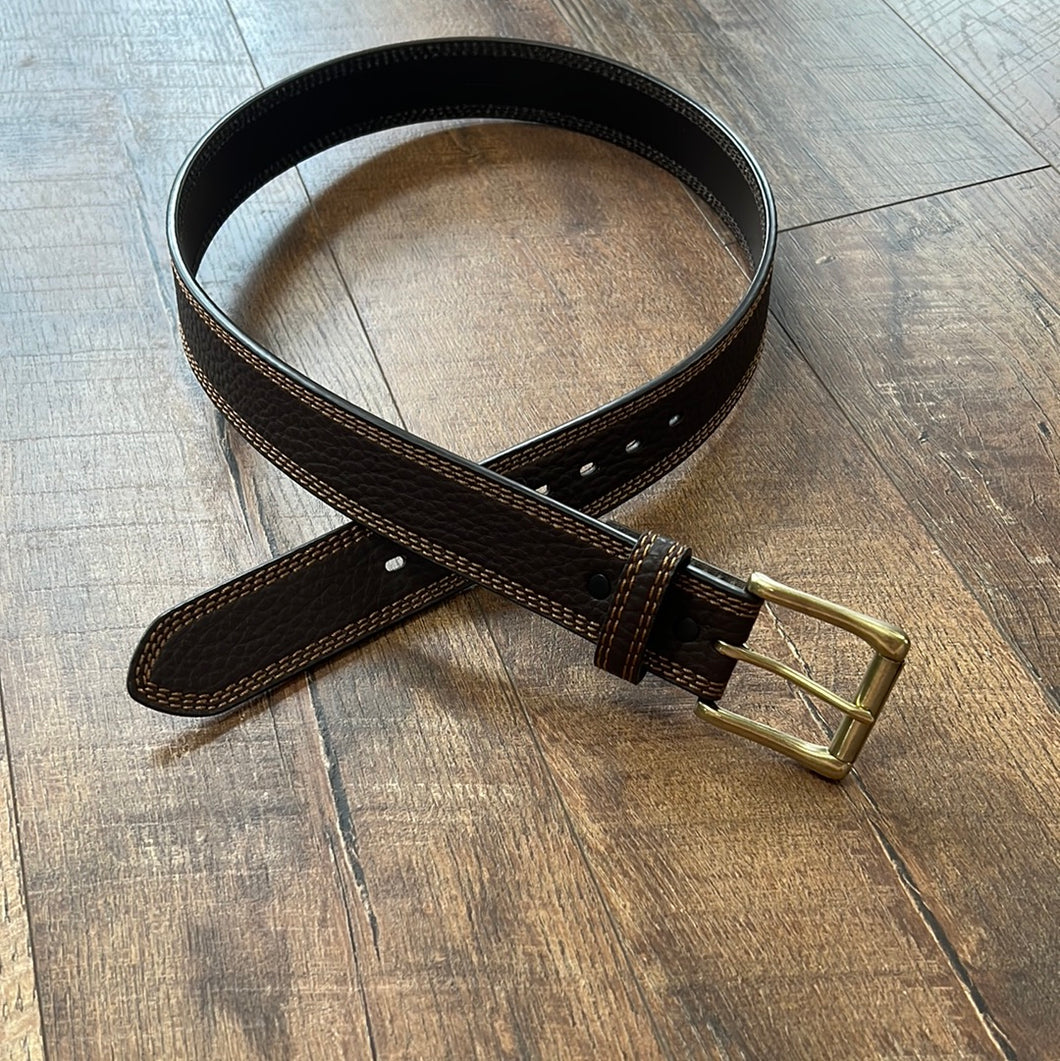 Men's Double Stitch Brown Belt