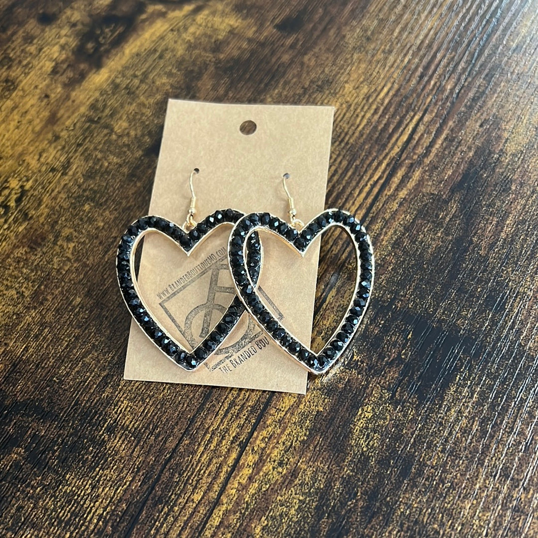Gold Hollow Heart Earrings