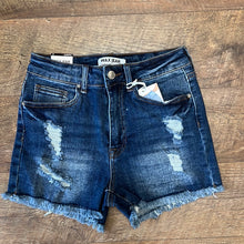 Load image into Gallery viewer, Dark Wash Frayed Shorts
