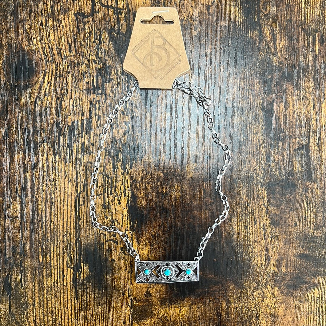 Turquoise Aztec Bar Necklace
