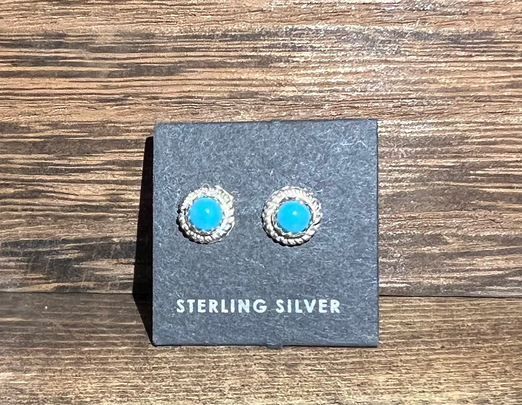 AUTHENTIC- SS- Turquoise Rope Post  Earrings