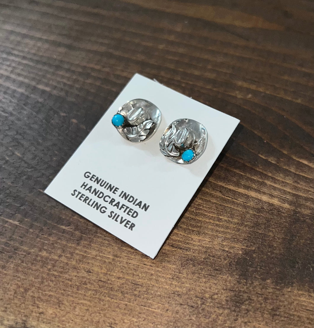 AUTHENTIC- SS/TURQUOISE Cowboy Hat Earrings