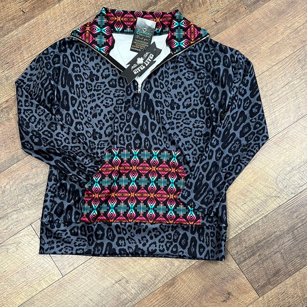 Grey Leopard Pullover