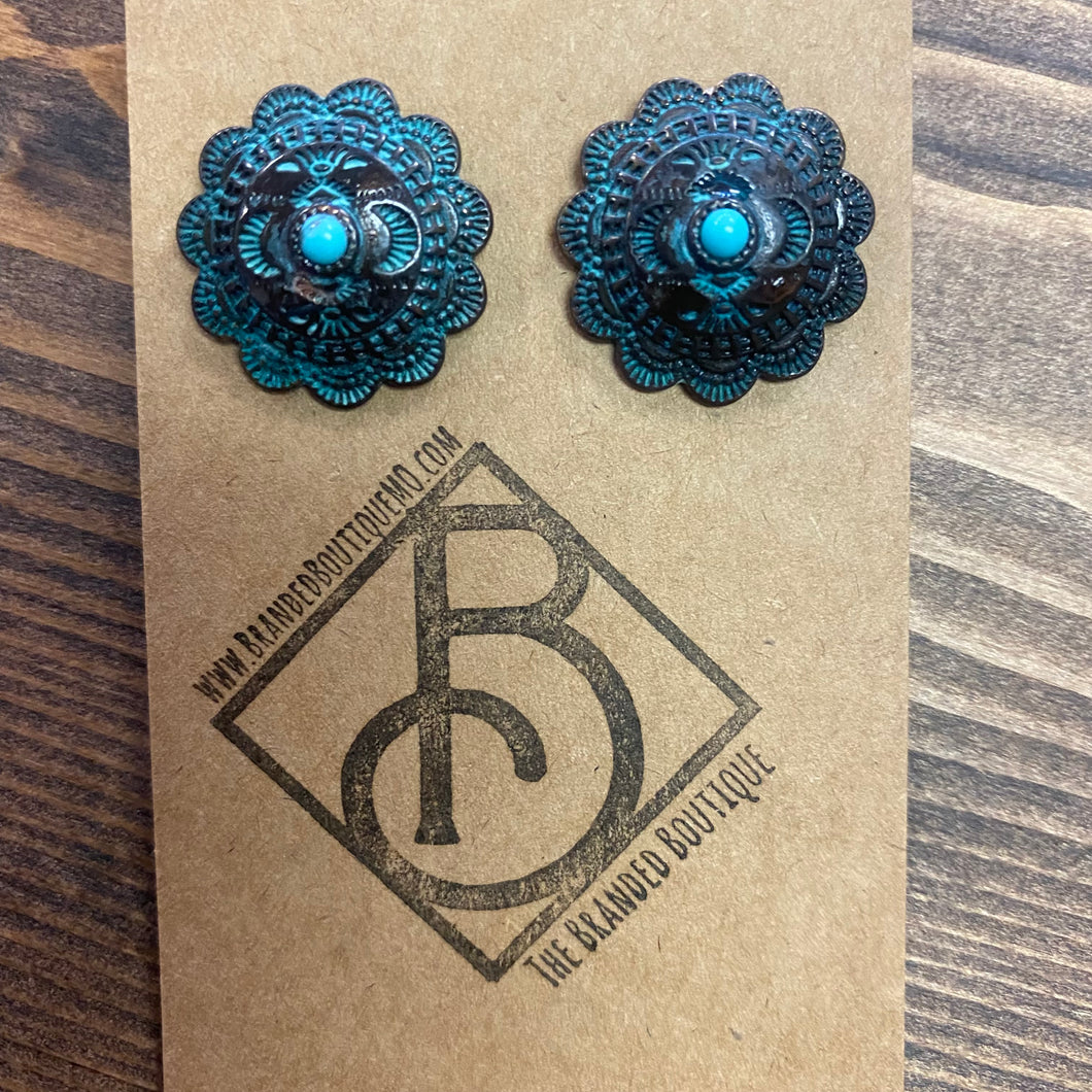 Patina Round Concho Earrings