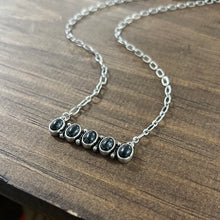 Load image into Gallery viewer, Silver Black Bead Bar Necklace
