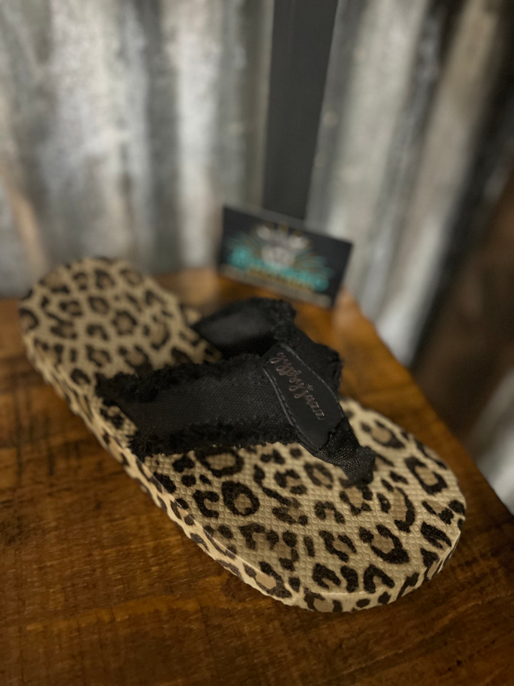 Black Leopard Flip Flop