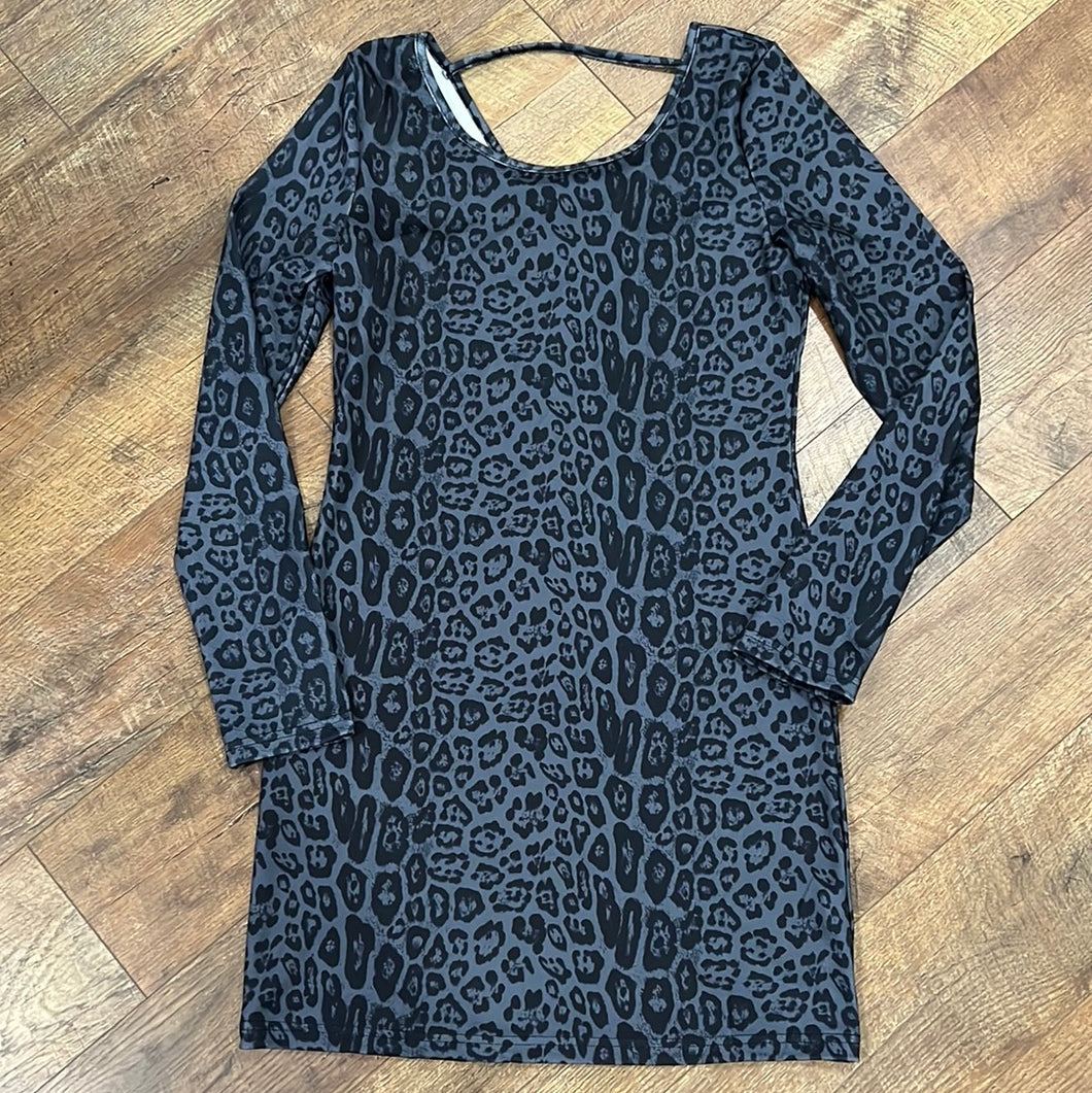Grey Leopard Dress