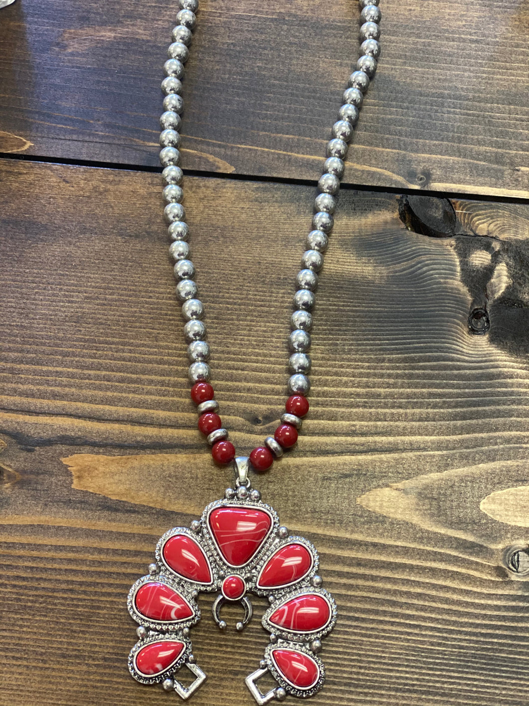 Red/Silver Squash Necklace