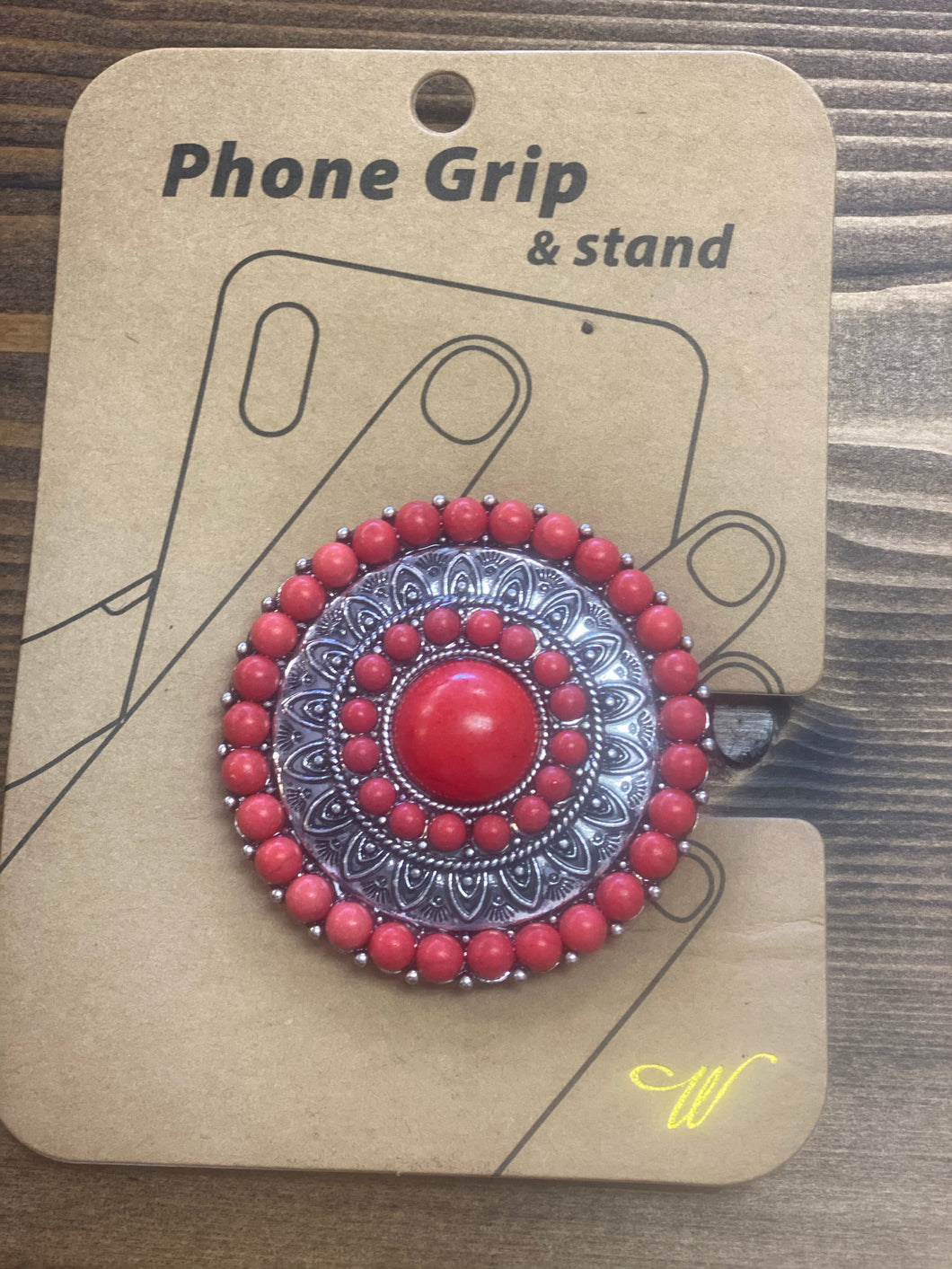 Red Medallion Phone Grip & Stand